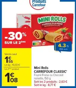 Cora x Carrefour Mini rolls carrefour classic offre
