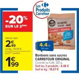 Cora x Carrefour Bonbons sans sucres carrefour original offre