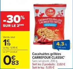Cora x Carrefour Cacahuètes grillées carrefour classic offre