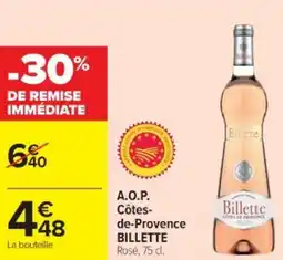 Cora x Carrefour Aop côtes de provence billette offre