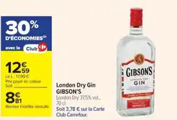 Cora x Carrefour London dry gin gibson's offre