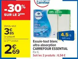 Cora x Carrefour Essuie tout blanc ultra absorption carrefour essential offre
