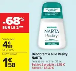 Cora x Carrefour Déodorant à bille resixyl narta offre