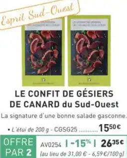 Comtesse du Barry Le confit de gésiers de canard du sud-ouest offre