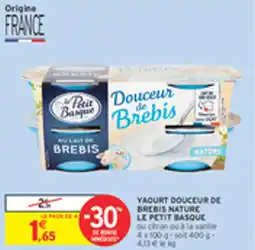 Intermarché Drive Yaourt douceur de bredis nature le petit basque offre