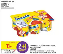 Intermarché Drive Dessert lacté petit nesquik au chocolat nestle offre