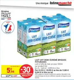 Intermarché Drive Lait uht demi creme briques paturages offre