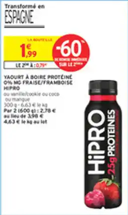 Intermarché Drive Yaourt à boire protéiné 0% mg fraise/framboise hipro offre