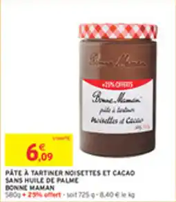 Intermarché Drive Pâte à tartiner noisettes et cacao sans huile de palme bonne maman offre