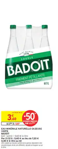 Intermarché Drive Cau minerale naturelle gazeuse verte badoit offre