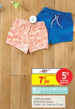 Intermarché Drive Lot de 2 shorts fille cemo offre