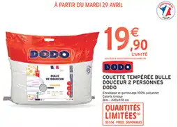 Intermarché Drive Couette tempérée bulle douceur 2 personnes dodo offre
