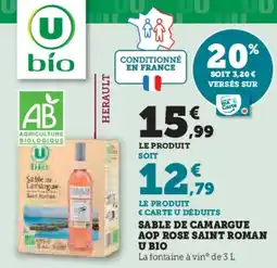 Hyper U Sable de camargue aop rose saint roman u bio offre