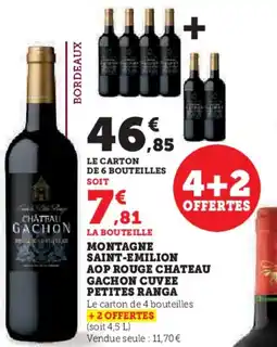Hyper U Montagne saint emilion aop rouge chateau gachon cuvee petites ranga offre