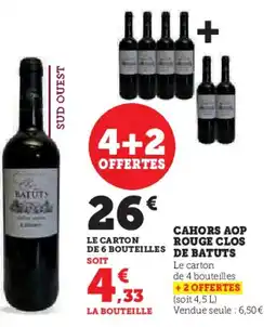Hyper U Cahors aop rouge clos de batuts offre