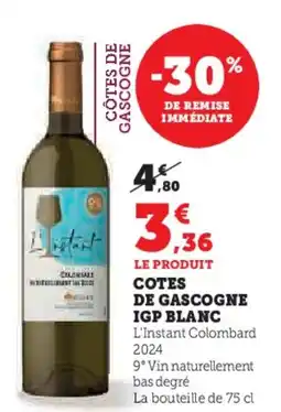 Hyper U Cotes de gascogne igp blanc offre