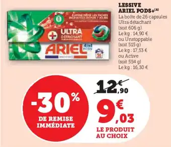 Hyper U Lessive ariel pods offre