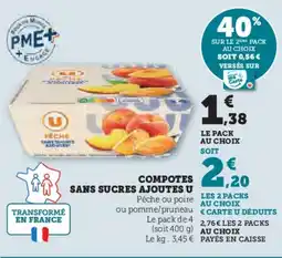 Hyper U Compotes sans sucres ajoutes u offre