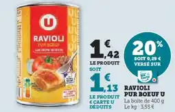 Hyper U Ravioli pur boeuf u offre
