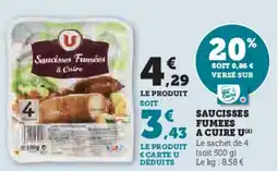 Hyper U Saucisses fumees a cuire u offre