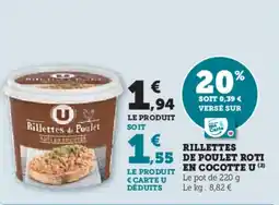 Hyper U Rillettes de poulet roti en cocotte u offre