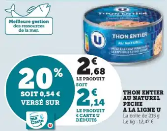 Hyper U Thon entier au naturel peche a la ligne u offre