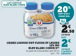 Hyper U Creme liquide uht fluide et legere bleu blanc coeur u offre