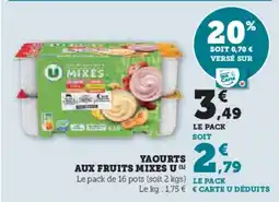 Hyper U Yaourts aux fruits mixes u offre