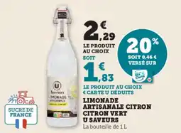 Hyper U Limonade artisanale citron citron vert u saveurs offre