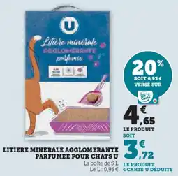 Hyper U Litiere minerale agglomerante parfumee pour chats u offre