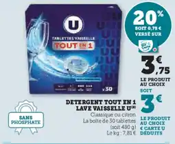 Hyper U Detergent tout en 1 lave vaisselle u offre