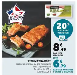 Super U Ribs madrange offre