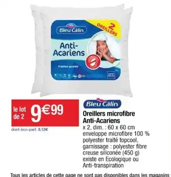 Oreillers microfibre Anti-Acariens
