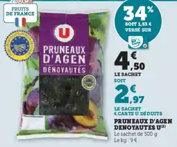 Hyper U Pruneaux d'agen denoyautes u offre