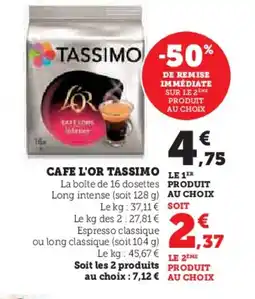 Hyper U Cafe l'or tassimo offre