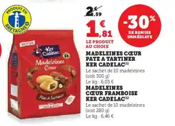 Hyper U Madeleines cœeur pate a tartiner ker cadelac offre