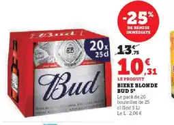 Hyper U Biere blonde bud 5° offre