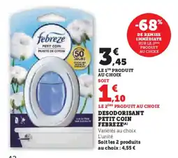 Hyper U Desodorisant petit coin febreze offre