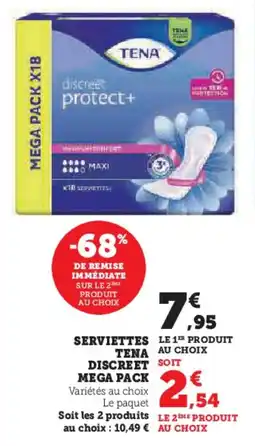 Hyper U Serviettes tena discreet mega pack offre