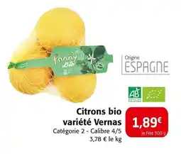 Colruyt Citrons bio variété vernas offre