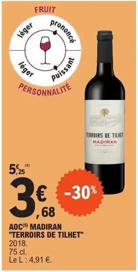 E.Leclerc AOC Madiran 'Terroirs de Tilhet' offre