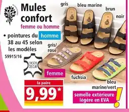 Norma Mules confort femme ou homme offre