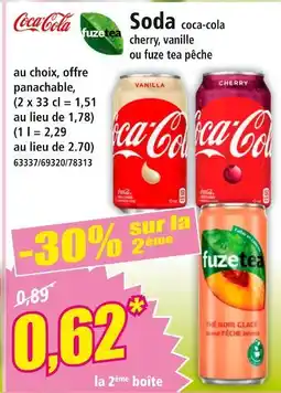 Norma COCA-COLA / FUZETEA Soda coca-cola cherry, vanille ou fuze tea pêche offre