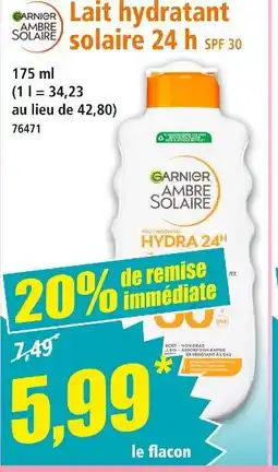 Norma Garnier Ambre Solaire Lait hydratant solaire 24 h SPF 30 offre