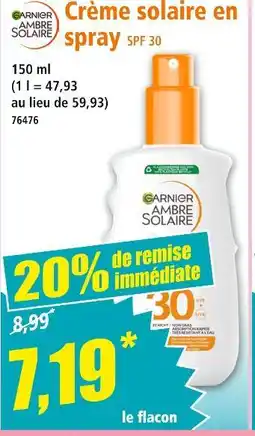 Norma GARNIER AMBRE SOLAIRE Crème solaire en spray spf 30 offre