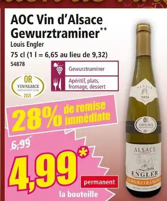 Norma LOUIS ENGLER Aoc vin d'alsace gewurztraminer offre