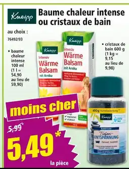 Norma KNEIPP Baume chaleur intense ou cristaux de bain offre