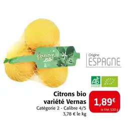 Colruyt FANNY BIO Citrons bio variété vernas offre