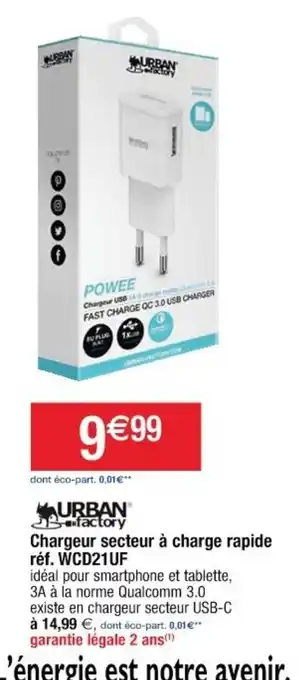 Cora x Carrefour Chargeur secteur à charge rapide offre