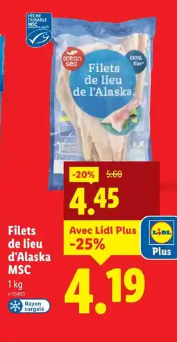 Lidl OCEAN SEA Filets de lieu de l'alaska msc offre